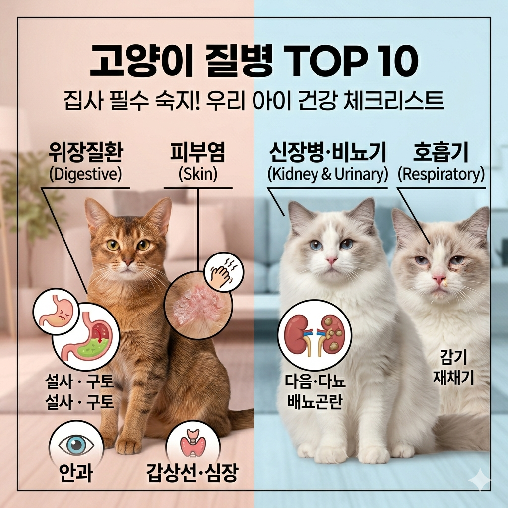 우리 고양이가 갑자기? 집사라면 꼭 알아야 할 고양이 질병 순위 TOP 10